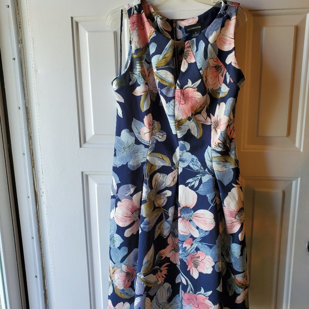 Women's Liz Claiborne Blue Floral Dress - Size 10 - Used